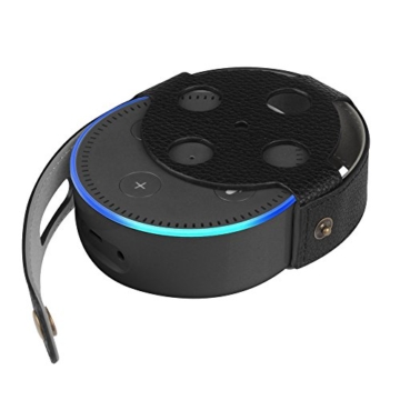 Fintie Amazon Echo Dot Hülle (nur für Echo Dot 2. Generation geeignet), Premium Kunstleder Schutzhülle Case Cover Tasche für Amazon All-New Echo Dot (2nd Generation), Schwarz - 