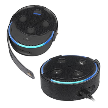 Fintie Amazon Echo Dot Hülle (nur für Echo Dot 2. Generation geeignet), Premium Kunstleder Schutzhülle Case Cover Tasche für Amazon All-New Echo Dot (2nd Generation), Schwarz - 