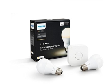 Philips Hue White LED Lampe 9,5 W, EEK A+, A60 E27 Starter Set inklusive Bridge, 2-er Set - 