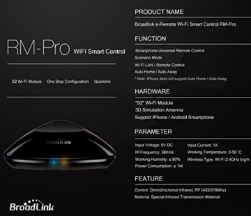 Broadlink RM Pro Learning Universal-Intelligent-Controller Wifi Smart Home Automation IR / RF-Fernbedienung, kompatibel mit iPhone / Samsung HTC - 